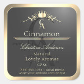 Anthracite with Gold Border Monogram Product Label (Voorkant)