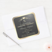 Anthracite with Gold Border Monogram Product Label (Envelop)