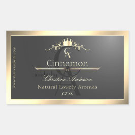 Anthracite with Gold Border Monogram Product Label
