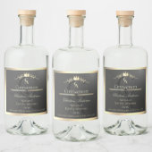 Anthracite with Gold Border Monogram Product Label Likeurfles Etiket (Flessen)