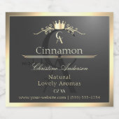 Anthracite with Gold Border Monogram Product Label Likeurfles Etiket (Enkel label)