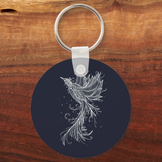 Anthrazit Phoenix Lineart Button Sleutelhanger (Voorkant)