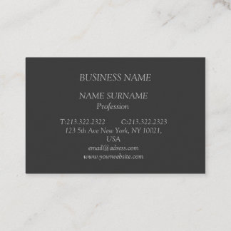 Anthrazit Visitenkarte mit grauer Schrift Visitekaartje