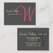Anthrazite Minimalistisch monogram Visitekaartje (Voorkant / Achterkant)