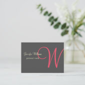 Anthrazite Minimalistisch monogram Visitekaartje (Staand voorkant)