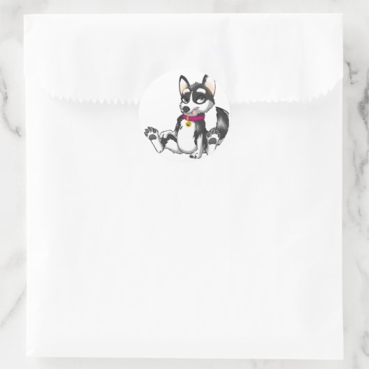 Anthro Husky Puppy Ronde Sticker (Tas)