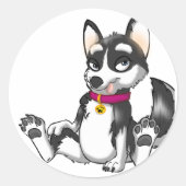 Anthro Husky Puppy Ronde Sticker (Voorkant)