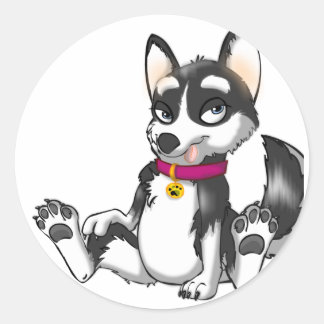 Anthro Husky Puppy Ronde Sticker