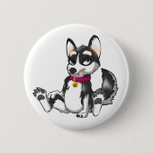 Anthro Siberian Husky Button (Voorkant)