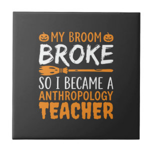 Anthropologie Docent Gebroken Bezem Halloween Ontw Tegeltje