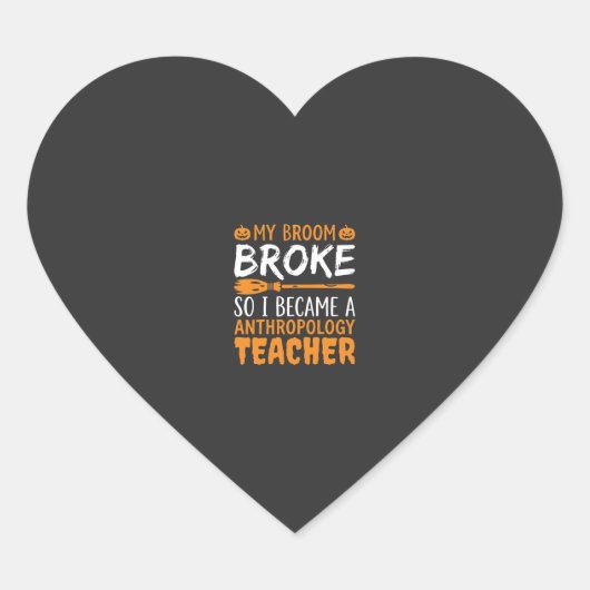 Anthropologiedocent Gebroken Bezem Halloween-ontwe Hart Sticker (Voorkant)