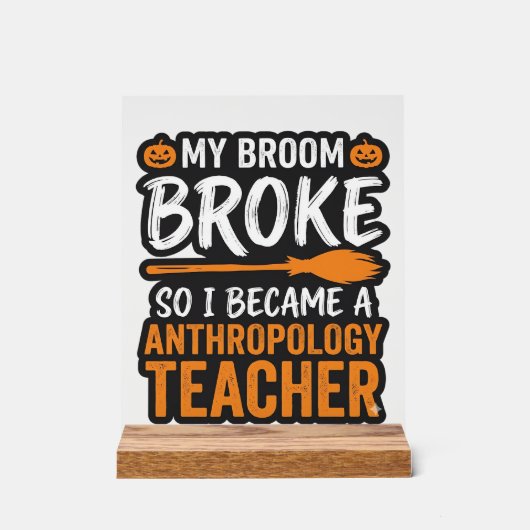 Anthropologiedocent Halloween Bezem Gebroken Acryl Bord (Voorkant)