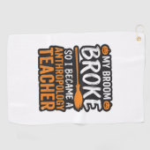 Anthropologiedocent Halloween Bezem Gebroken Golfhanddoek (Horizontaal)