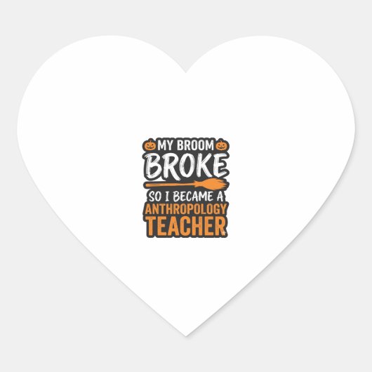 Anthropologiedocent Halloween Bezem Gebroken Hart Sticker (Voorkant)