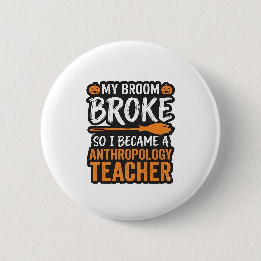 Anthropologiedocent Halloween Bezem Gebroken Ronde Button 5,7 Cm (Voorkant)