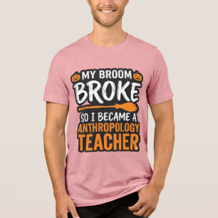 Anthropologiedocent Halloween Bezem Gebroken Tri-Blend Shirt