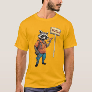 Anthropomorfe wasbeer die pizza eet in een steeg t-shirt
