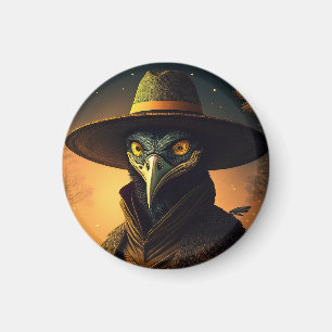 Anthropomorfe Zwarte Spreeuw Ziener In Elegante Ou Magneet