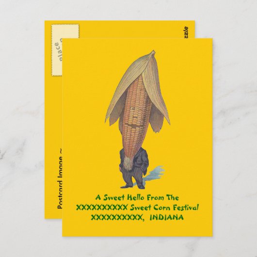 ANTHROPOMORFISCHE ~ ANTIEK CORN MAN Afbeelding~ BR Briefkaart (Voorkant / Achterkant)