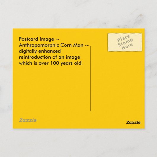 ANTHROPOMORFISCHE ~ ANTIEK CORN MAN Afbeelding~ BR Briefkaart (Achterkant)