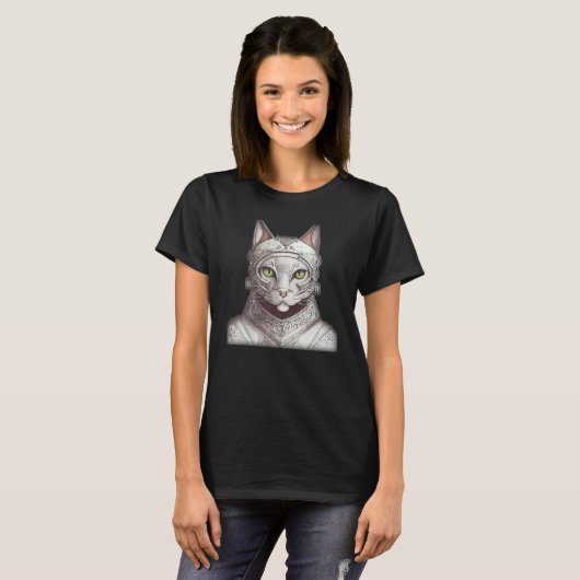 Anthropomorphic Cat In Medival Knight Armor Story  T-shirt (Voorkant volledig)