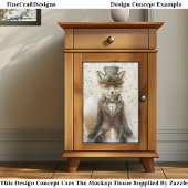Anthropomorphic Fox Steampunk Outfit CA1 Decoupage Tissuepapier
