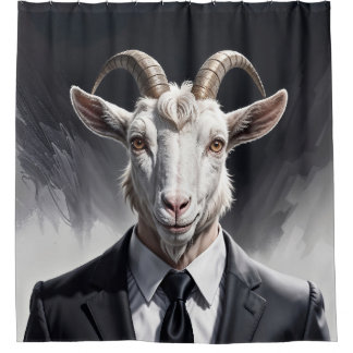 Anthropomorphic goat businessman headshot douchegordijn