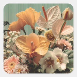 Anthurium and Tropical Floral Arrangement Vierkante Sticker