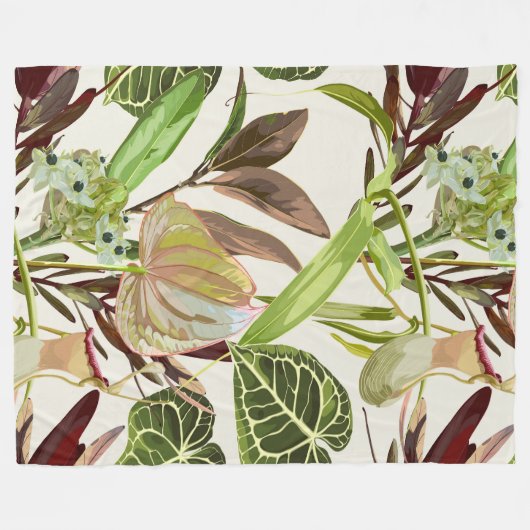 Anthurium bloemen, tulpen en tropische bladeren. fleece deken (Voorkant (Horizontaal))