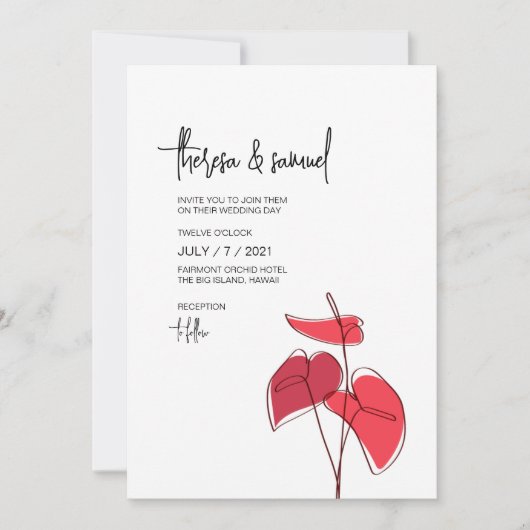 Anthurium · Bloemenlijntekening · Casual Modern Kaart (Voorkant)