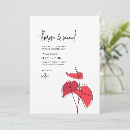 Anthurium · Bloemenlijntekening · Casual Modern Kaart (Staand voorkant)