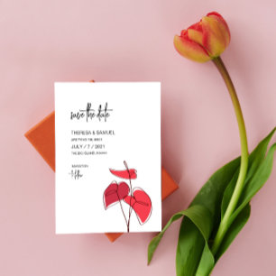 Anthurium · Bloemenlijntekening · Moderne bruiloft Save The Date