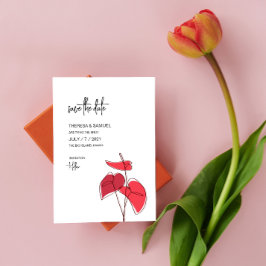 Anthurium · Bloemenlijntekening · Moderne bruiloft Save The Date