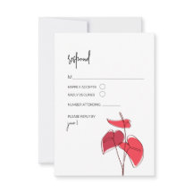 Anthurium · Bloemenlijntekening · Moderne RSVP-kaa