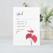 Anthurium · Bloemenlijntekening · Moderne RSVP-kaa RSVP Kaartje (Staand voorkant)