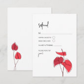 Anthurium · Bloemenlijntekening · Moderne RSVP-kaa RSVP Kaartje (Voorkant / Achterkant)