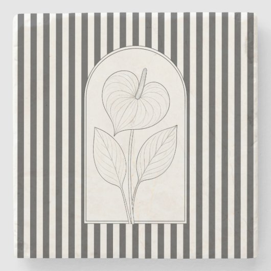 Anthurium Elegant Bloem Botanisch Stenen Onderzetter (Voorkant)