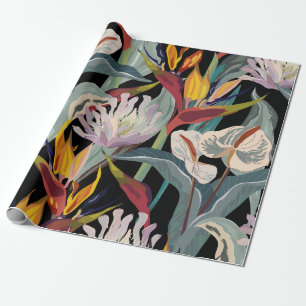 Anthurium en strelitzia naadloos patroon. cadeaupapier