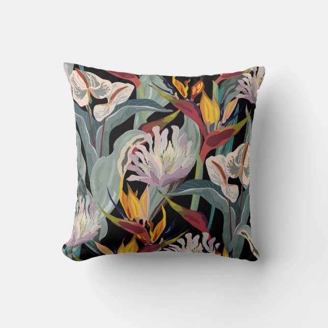 Anthurium en strelitzia naadloos  patroon. kussen (Voorkant)