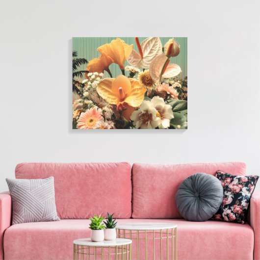 Anthurium en tropische bloemschikking canvas afdruk (Insitu (Woonkamer))