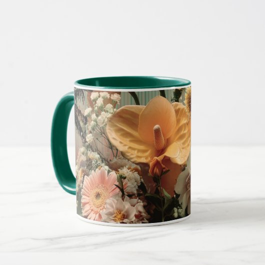 Anthurium en tropische bloemschikking mok (Voorkant links)