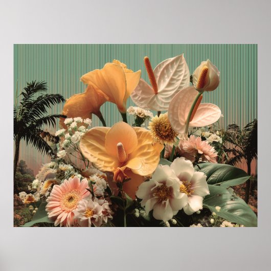 Anthurium en tropische bloemschikking poster (Voorkant)