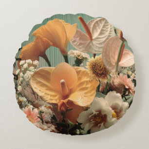 Anthurium en tropische bloemschikking rond kussen