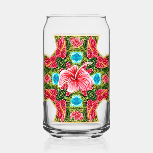 Anthurium & Hibiscus Cross Blikvorm Glas (Voorkant)