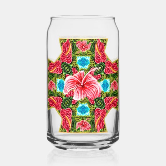 Anthurium & Hibiscus Cross Blikvorm Glas (Achterkant)