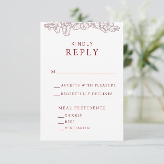 Anthurium Huwelijks RSVP Kaart (Staand voorkant)