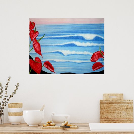 Anthurium Ocean Waterverf Design Poster (Keuken)