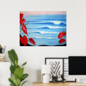 Anthurium Ocean Waterverf Design Poster (Thuiskantoor)