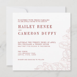 Anthurium Romantic Modern Wedding Invitation Kaart