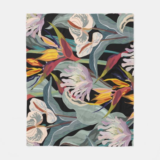 Anthurium Strelitzia:  pracht. Fleece Deken (Voorkant)
